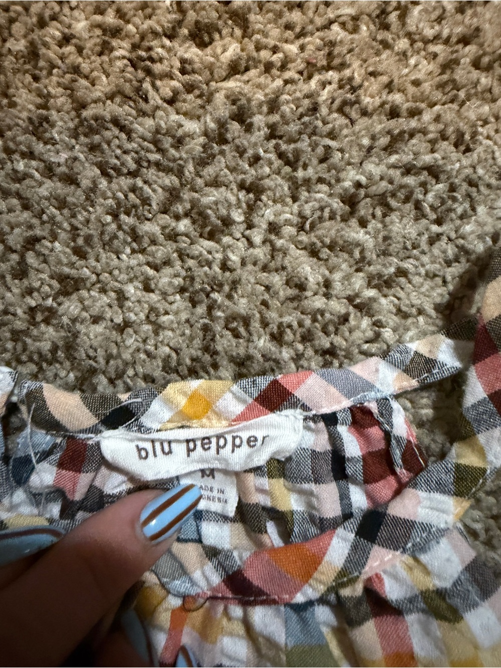 Women’s Multicolor Plaid Ruffle Top - Picture 3 of 3